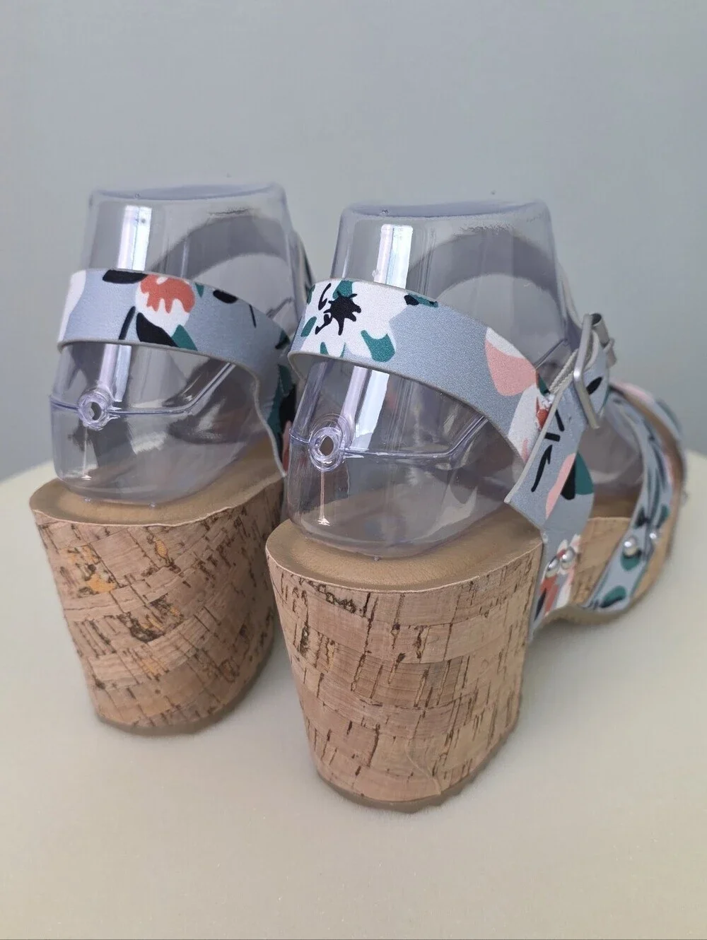 Journee Collection Valentina Floral Platform Sandals Cork Block Heel Sz 7.5 NEW
